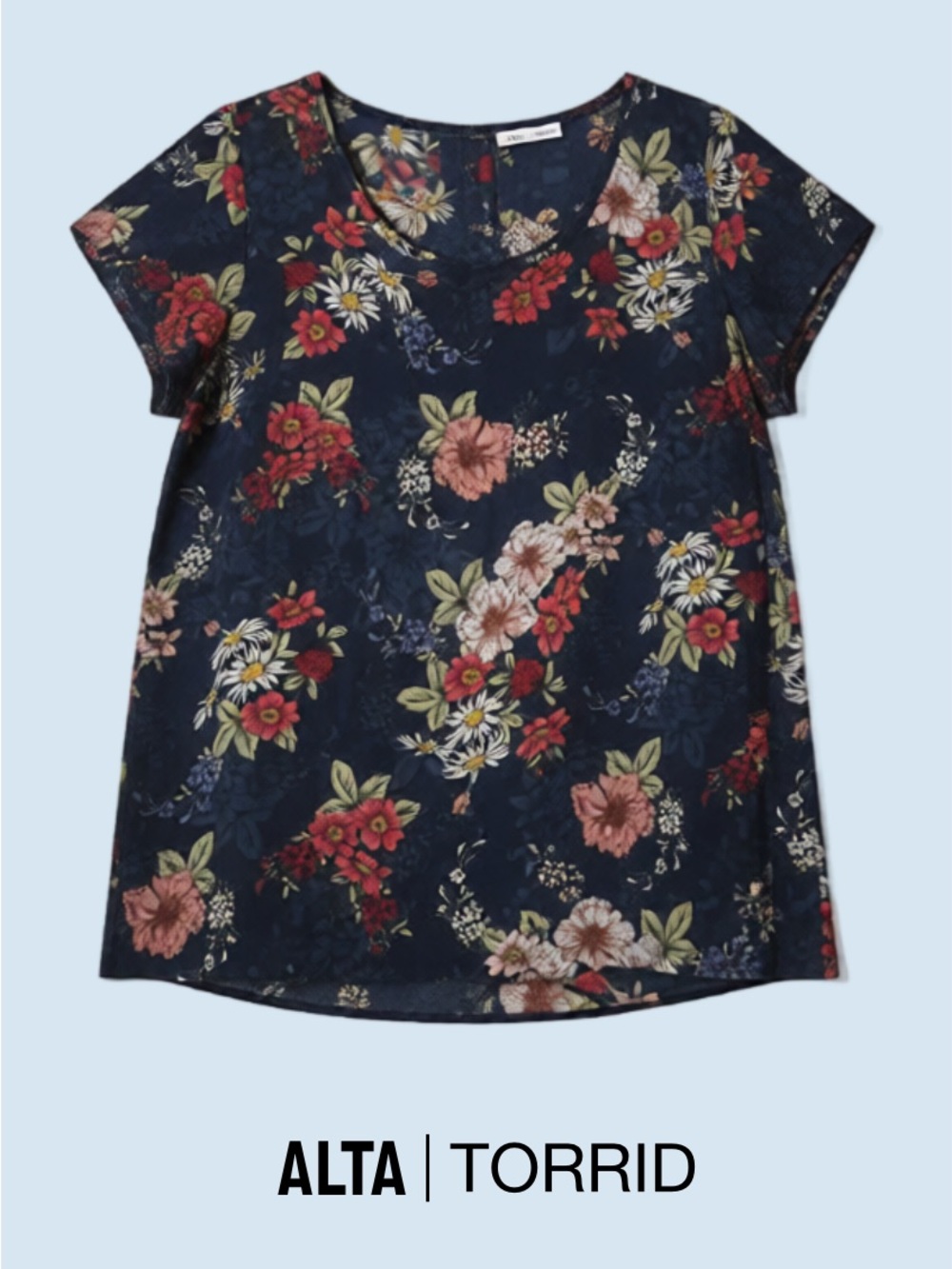 Navy floral torrid blouse